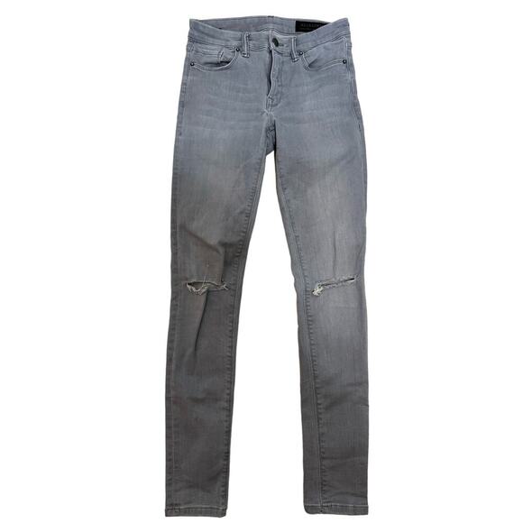 ALLSAINTS Grace Slashed Skinny Jeans In Gray Size 26 - Picture 2 of 10